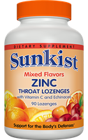 Sunkist Mixed Flavors Zinc Throat Lozenges with Vitamin C & Echinacea