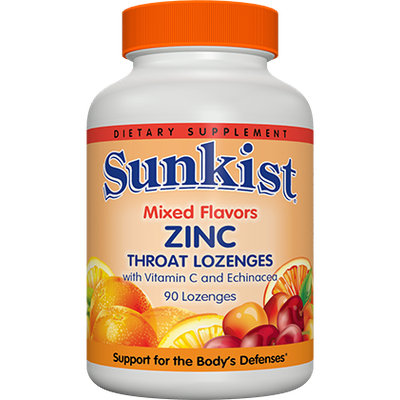 Sunkist Mixed Flavors Zinc Throat Lozenges with Vitamin C & Echinacea