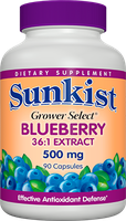 Sunkist Vitamins Grower Select® Blueberry 36:1 Concentrate 500 mg Capsules