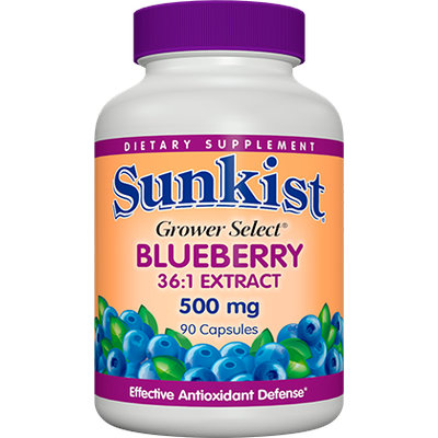 Sunkist Vitamins Grower Select® Blueberry 36:1 Concentrate 500 mg Capsules
