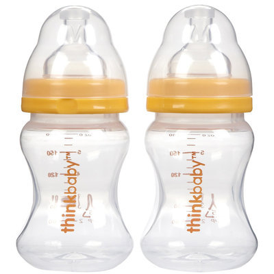 Thinkbaby Vented Baby Bottles - 5 oz - Orange - 2 Pk - 1 ct.