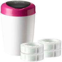Tommee Tippee Simplee Diaper Pail + 4pk Cassette, Pink
