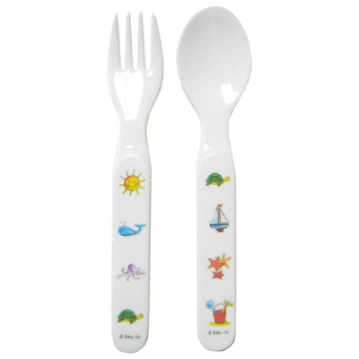Baby Cie Fork & Spoon - Ocean Animals - Aqua - 1 ct.