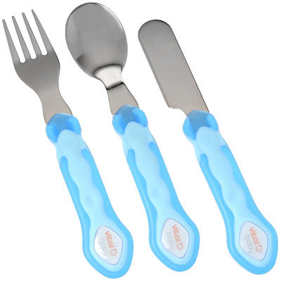 Vital Baby First Stainless Steel Cutlery Set- Blue 3 Piece