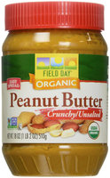 Field Day B07028 Field Day Organic Easy Spread Peanut Butter, Crunchy, No Salt -12x18oz