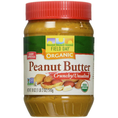 Field Day B07028 Field Day Organic Easy Spread Peanut Butter, Crunchy, No Salt -12x18oz