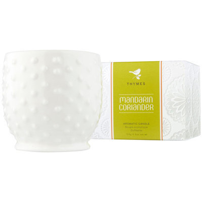 Thymes Poured Candle, Hobnail, Mandarin Coriander