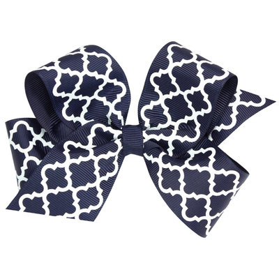 Wee Ones Medium Quatrefoil Bow-Navy - 1 ct.