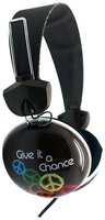 Pink Cookie Overhead Stereo Headphones - Give Peace A Chance