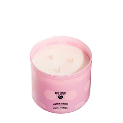 Victoria's Secret Pink Orange Blossom And Tropical Woods Three Wick Candle