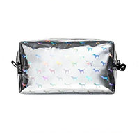 Victoria's Secret Pink Iridescent Dog Logo Makeup Travel Case