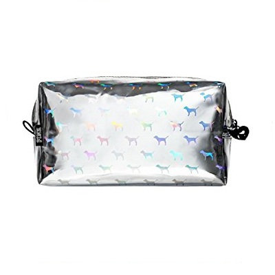 Victoria's Secret Pink Iridescent Dog Logo Makeup Travel Case
