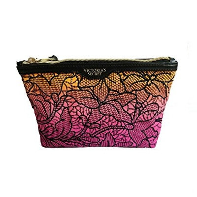 Victoria's Secret Embroidery Pink Ombre Floral Cosmetic Bag