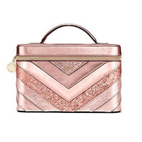 Victoria's Secret Pink Sparkle V Quilt Shimmer Train Case