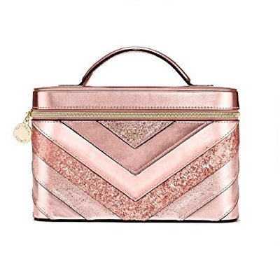 Victoria's Secret Pink Sparkle V Quilt Shimmer Train Case