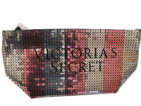 Victoria's Secret Signature Bling Sequin Stripe Makeup Cosmetic Bag
