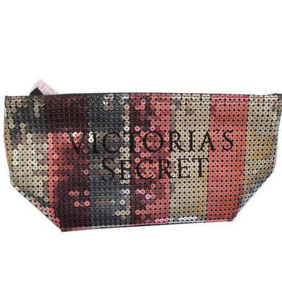 Victoria's Secret Signature Bling Sequin Stripe Makeup Cosmetic Bag