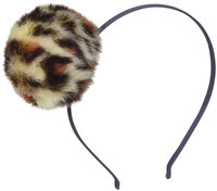 Peppercorn Kids Fur Pom Pom Headband - Natural Leopard