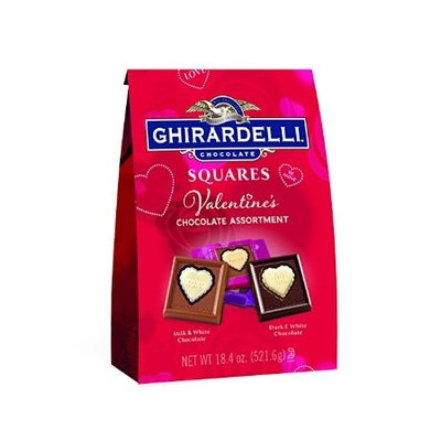 Ghirardelli Limited Edition Valentine's Impressions Squares Milk Chocolate White