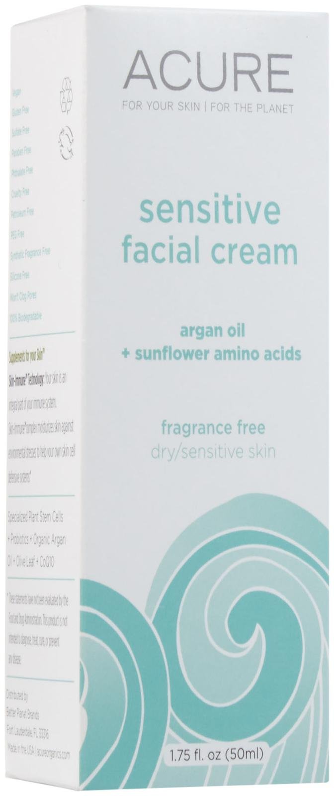 Acure Organics - Sensitive Facial Cream Argan Oil + Probiotic Unscented - 1.75 oz.