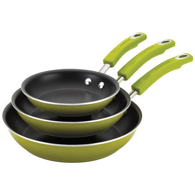 Rachael Ray Porcelain II Green Open Skillet Triple Pack