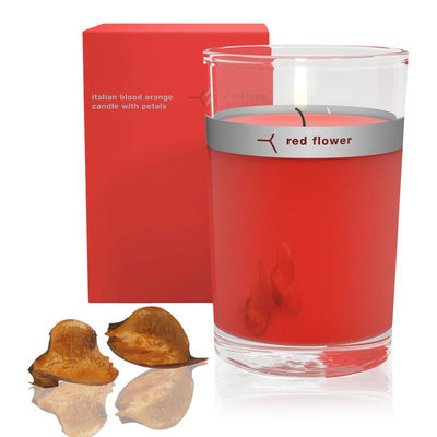 Red Flower Italian Blood Orange Petal Top Candle 6oz