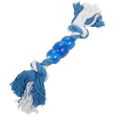 Grriggles Rope n Rubber Bone Dog Toy BLU
