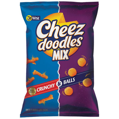 Wise Cheez Doodles Mix Crunchy & Balls Cheese Flavored Corn Snacks