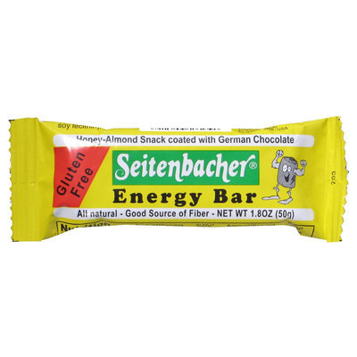 Seitenbacher Gluten Free Energy Bar, Honey-Almond Snack coated with German Chocolate, 1.8 oz Bars, 1