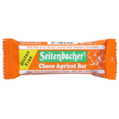 Seitenbacher Gluten Free Chocolate Apricot Bar, 1.8 oz Bars, 12 ct