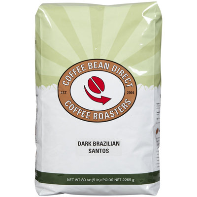 Coffee Bean Direct Dark Brazilian Santos, Whole Bean Coffee, 5 lb bag