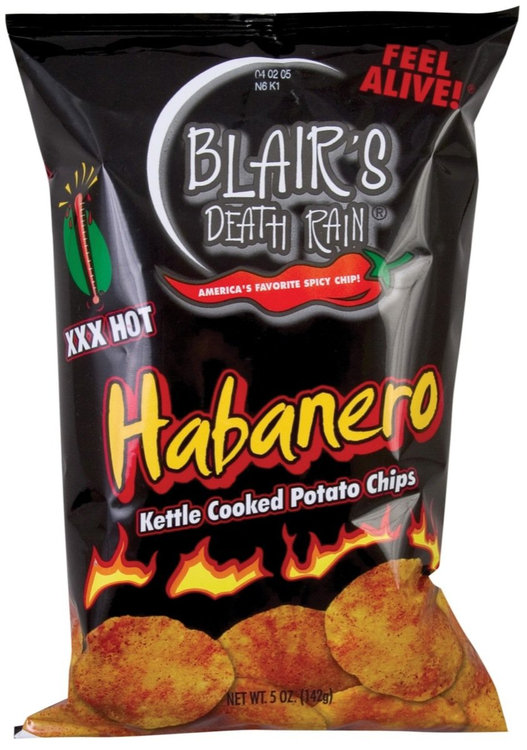 Blair's Death Rain Kettle Cooked Potato Chips, Habanero, 2 oz, 28 pk