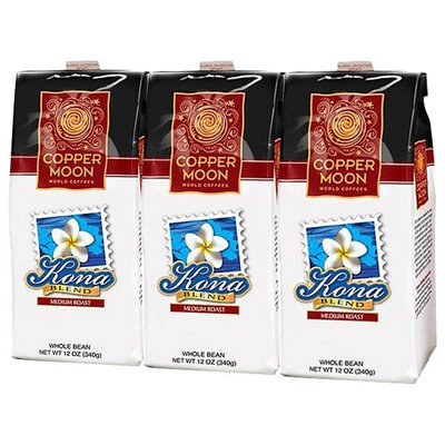 Copper :moon Copper Moon Kona Blend Medium Roast, Whole Bean Coffee, 12 oz Bags, 3 pk