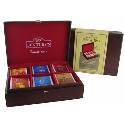 Bentleys Finest Tea Bentley's Finest Teas Wood Grain Tea Chest, Tea Bags, 6 pk, 60 ct