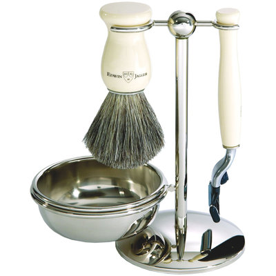 Edwin Jagger S81m717b Faux Four Piece Shaving Set, Ivory