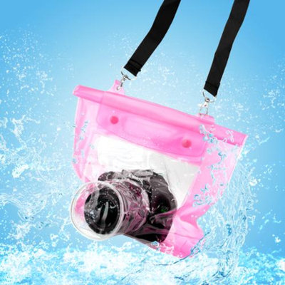 DSLR SLR Camera Waterproof Underwater Housing Case Pouch Dry Bag For Canon Nikon - Pink