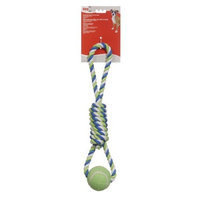 Hagen Dogit Striped Cotton Spiral Tug with Tennis Ball, 18-Inch
