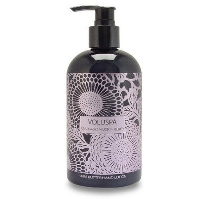 Voluspa Shea Butter Hand Lotion/Santiago Huckleberry, 12.5 oz plastic