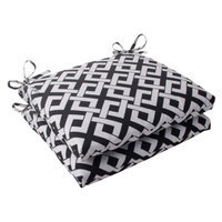Pillow Perfect Outdoor 2-Piece Square Seat Cushion Set - Black/White Boxed In