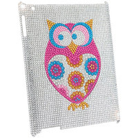 KTA Apple iPad 2/3 Bling Rhinestone Pink Owl Case, Silver