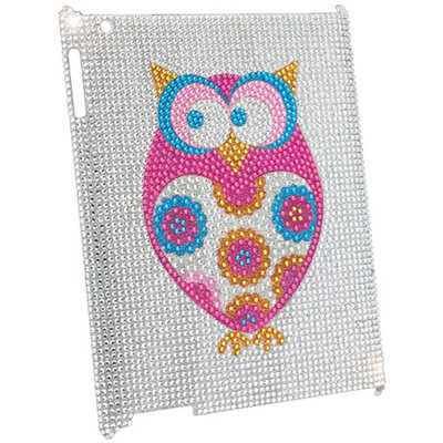 KTA Apple iPad 2/3 Bling Rhinestone Pink Owl Case, Silver
