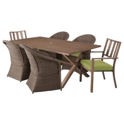 Threshold 7 Piece Lime Green Metal and Wicker Rectangular Patio