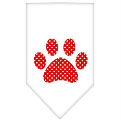 Ahi Red Swiss Dot Paw Screen Print Bandana White Small