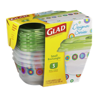 Glad Designer Series Small Rectangle Containers & Lids - 5 CT