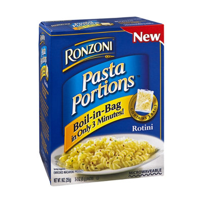 Ronzoni Pasta Portions Enriched Macaroni Product Rotini Boil-in-Bag - 3 CT