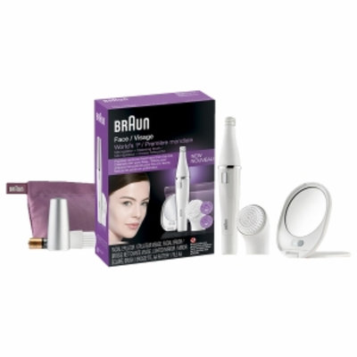 Braun Face / Visage Mini Epilator + Cleansing Brush Set, (Includes White Pouch), 1 set