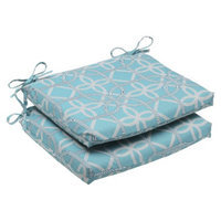Pillow Perfect Outdoor 2-Piece Square Edge Seat Cushion Set - Blue/Brown Keene
