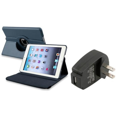 Insten iPad Mini 3/2/1 Case, by INSTEN For Apple iPad Mini 3rd 3 2nd 1 1st Gen Navy Blue Leather Case Smart Cover Stand+TC