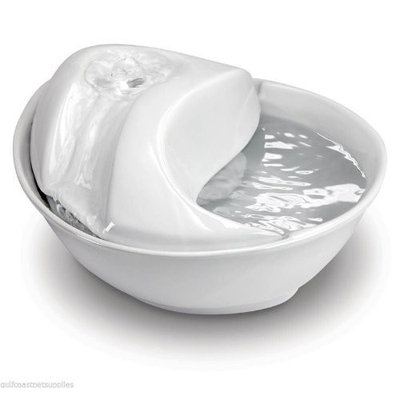 Pioneer Pet Raindrop Ceramic Drinking Fountain for Pets, White