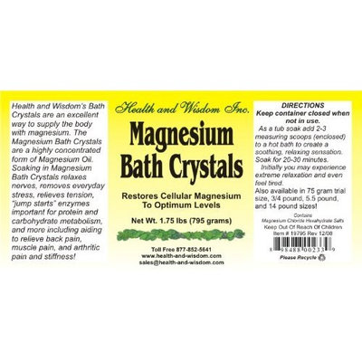 Health And Wisdom MAGNESIUM BATH CRYSTALS 1.75# UP TO 14 BATHS